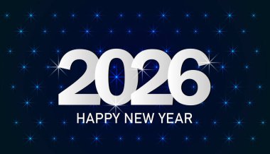 Mutlu yıllar 2026. Tasarımın için şenlikli bir arka plan. Vektör illüstrasyonu.