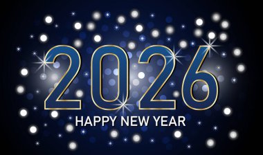 Mutlu yıllar 2026. Tasarımın için şenlikli bir arka plan. Vektör illüstrasyonu.