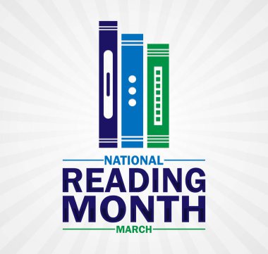 Ulusal Okuma Ayı. Marş. Tatil konsepti. Arkaplan, afiş, kart, yazılı poster şablonu. Vektör illüstrasyonu