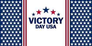 Zafer Günü ABD. Amerikan Kahramanlarını, Birlik ve Vatanseverliğini onurlandırmak. Vektör İllüstrasyonu