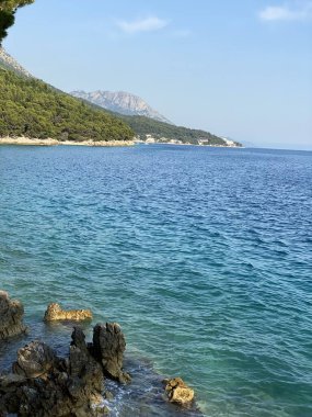 Belki Adriyatik Denizi. Kahverengi kayalık kıyılar.