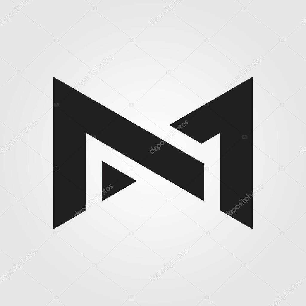 Lettering NM initial logo icon 4 design illustration