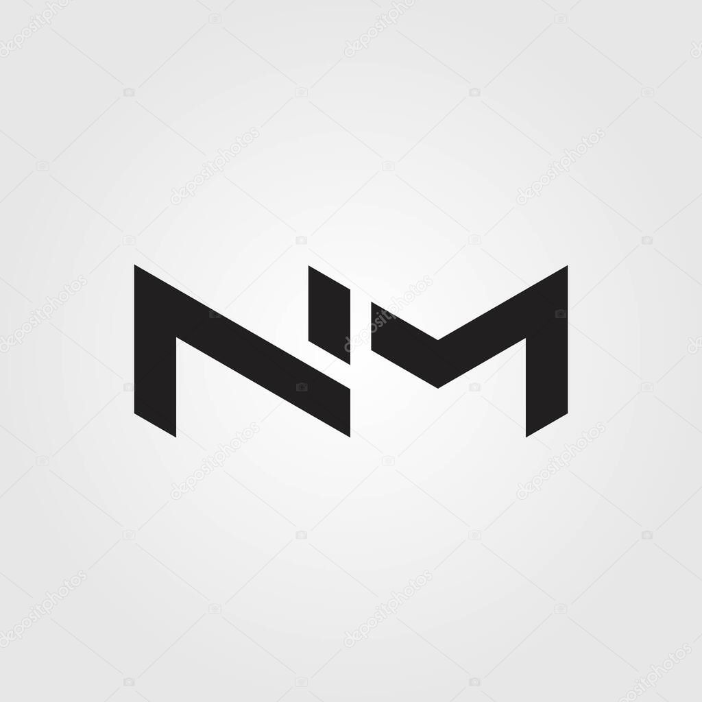 Lettering NM initial logo icon design illustration