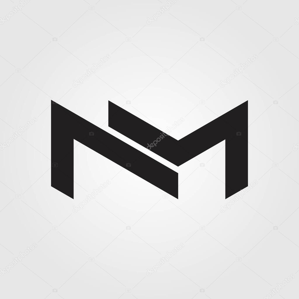 Lettering NM initial logo icon 2 design illustration