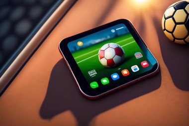 Soccer ball on a mobile device as concept for a soccer related app.