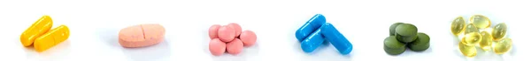 Pilules Capsules Isolent Sur Fond Blanc Concentration Sélective Madicine — Photo