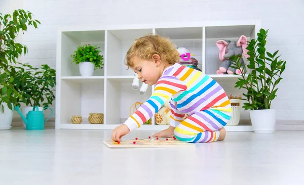 Child Learns Numbers Game Logic Selective Focus Baby — Stock Photo, Image