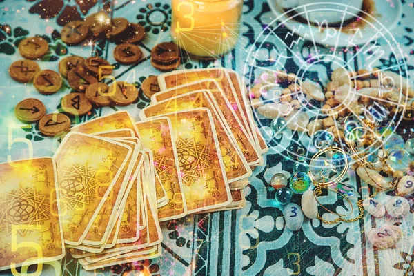Tarotkaarten Tafel Selectieve Focus Magie — Stockfoto