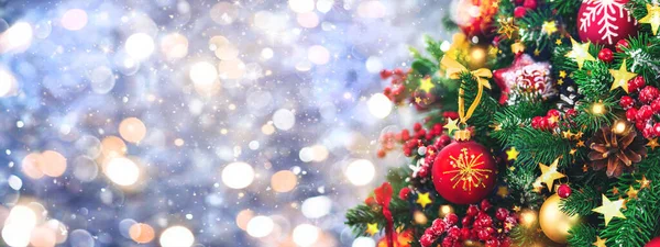 Fundo Natal Bonito Com Uma Árvore Natal Foco Seletivo Férias — Fotografia de Stock