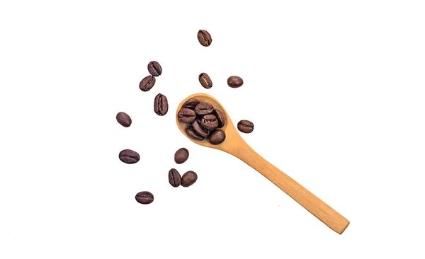 Kaffee Einem Löffel Isolieren Auf Weißem Hintergrund Selektiver Fokus Trinken — Stockfoto