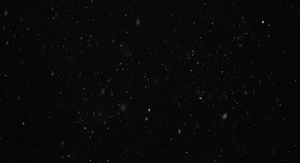 Falling Snow Black Background Selective Focus Nature — Stock Photo, Image