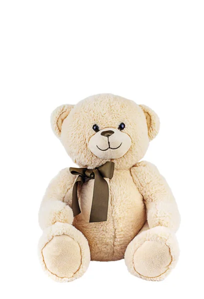 Teddybär Auf Weißem Hintergrund Isolieren Selektiver Fokus Urlaub — Stockfoto