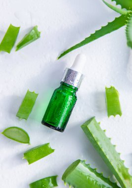 Aloe vera cosmetics and medicine. Selective focus. Nature.