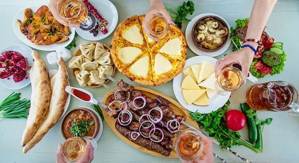 Грузинська Кухня Їжа Ресторані Вибіркове Фокусування Їжа Пиття — стокове фото