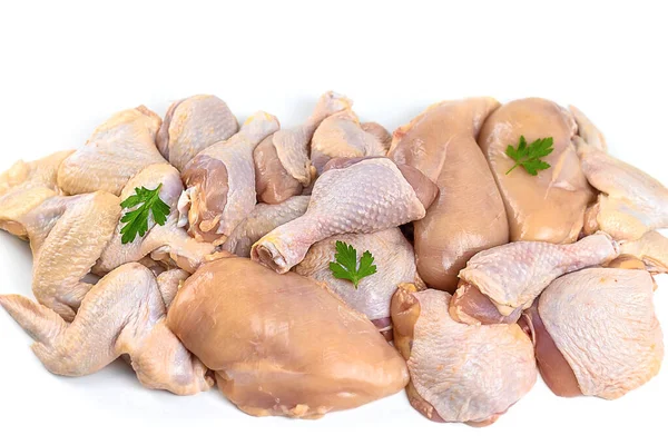 鶏の肉は白地に隔離されている 選択的フォーカス 食べ物 — ストック写真