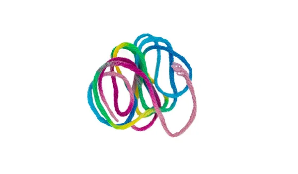 Flerfärgad Tråd Isolat Vit Bakgrund Selektivt Fokus Färg — Stockfoto