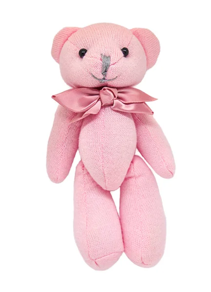 Тедди Медведь Розовый Изолировать Белом Фоне Выборочный Фокус Ребенок — стоковое фото