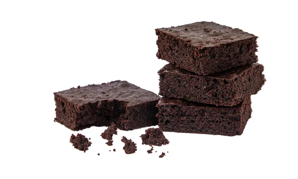 Brownie Isolate White Background Selective Focus Food — Stock Photo, Image