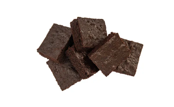 Brownie Izolátum Fehér Háttérrel Szelektív Fókusz Élelmiszer — Stock Fotó