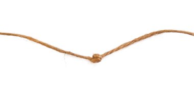 İplik çuval bezi beyaz arkaplanda izole edildi. Seçici odaklanma. Eski.