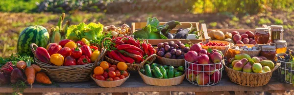 Obst Und Gemüse Auf Dem Bauernmarkt Selektiver Fokus Lebensmittel — Stockfoto