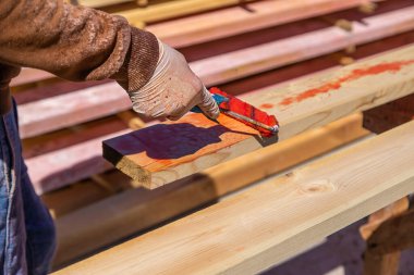 Tahtaya antiseptik koyun. Seçici odaklanma. Doğa.