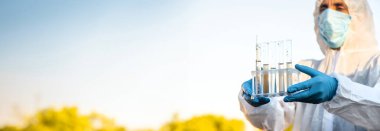 Test tüpünde toprak analizi. Seçici odaklanma. Doğa.