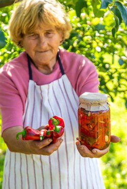 Kavanozlarda konserve yiyecekler. Seçici odaklanma. yiyecek.