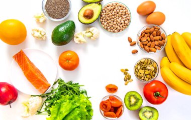 Potasyum içeren farklı gıdalar. Seçici odaklanma. yiyecek.