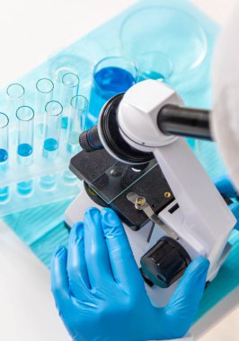 Laboratuvarda su araştırması. Seçici odaklanma. Doğa.