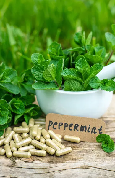 Nane özü, temel yağ ve takviyeler. Seçici odaklanma. Doğa.