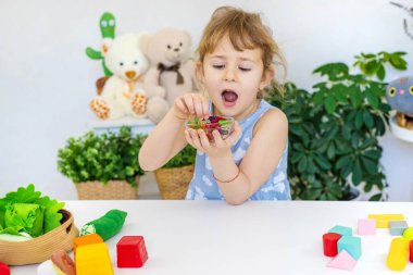 Reçelli çocuk. Seçici odaklanma. çocuk.