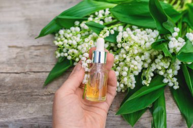 Vadi Zambağı bir şişede özütüyor. Seçici odaklanma. Doğa.