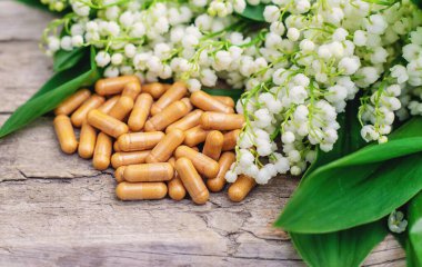 Vadi zambağı ve çiçek takviyesi. Seçici odaklanma. Doğa.