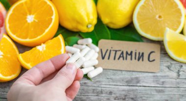 C vitamini ve narenciye. Seçici odaklanma. yiyecek.