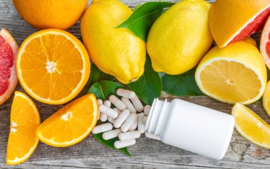 C vitamini ve narenciye. Seçici odaklanma. yiyecek.