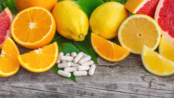 C vitamini ve narenciye. Seçici odaklanma. yiyecek.