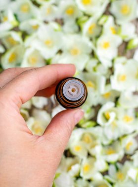 Yasemin yağı ve çiçekler. Seçici odaklanma. Doğa.