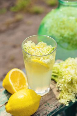 Yaşlı çiçeklerden şampanya. Seçici odaklanma. iç.