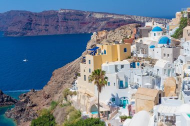 Yunanistan 'da Santorini' ye seyahat adası. Seçici odaklanma. seyahat.