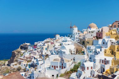 Yunanistan 'da Santorini' ye seyahat adası. Seçici odaklanma. seyahat.