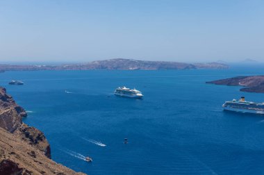 Yunanistan 'da Santorini' ye seyahat adası. Seçici odaklanma. seyahat.