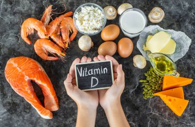 D vitamini içeren ürünler. Seçici odaklanma. yiyecek.