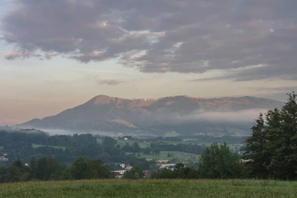 Mountain Village Summer Morning Beskid Mountains — Stock Photo, Image