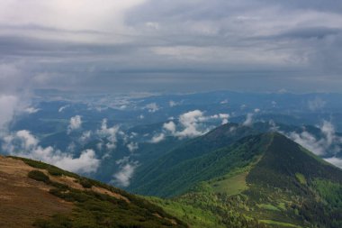 Dağ geçidi ve Kraviarske dağı, Bublen dağından manzara, ulusal park Mala Fatra, Slovakya 