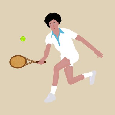 Vector illustration of a tennis player with a racket and sword in action clipart