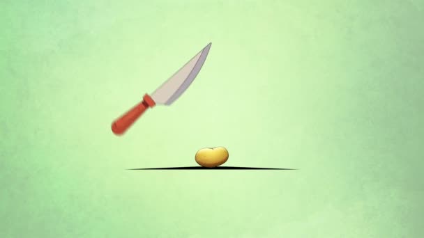 Cips Yapmanın Dinamik Sürecini Gösteren Animasyon Bir Görüntü Patatesleri Kesme — Stok video