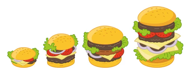 Burger Hamburger Size Vector Illustration — Stock Vector