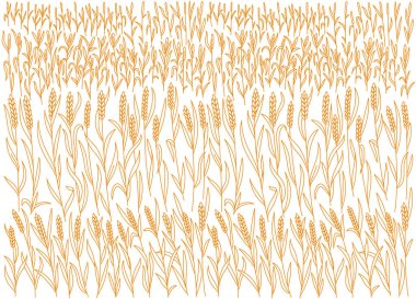 Editable outline stroke thickness. Vector line. Leaves and ears of wheat wrapper.