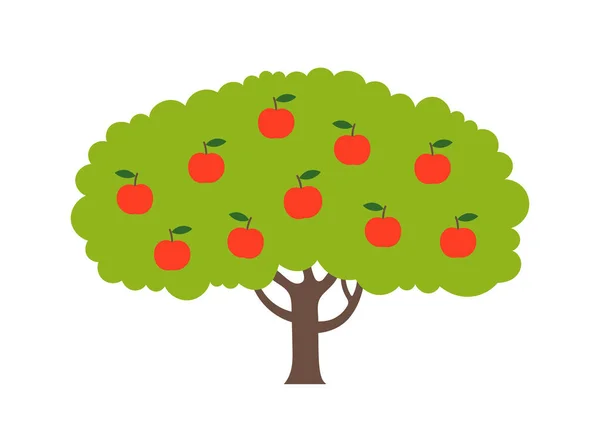 リンゴの木 果樹園の収穫 ベクトル農業イラスト — ストックベクタ